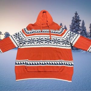 American Eagle, Hooded Sweatshirt, Men's, XXL, Baja Knitted Shawl Collar Orange